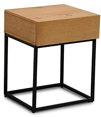 Terra Home - Nachttisch Lykke mit Schublade - Braun-Schwarz, Holz, 40x35x50 cm, schmal, modern, klein - Nachtschrank, Nachtkästchen, Nachtkommode, Nachtkonsole, Nachtkasten