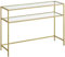 VASAGLE Konsolentisch, Beistelltisch, Oberfläche aus Hartglas, moderner Sofatisch, einfacher Aufbau, verstellbare Füße, Wohnzimmer, Flur, goldfarben-transparent LGT045A61