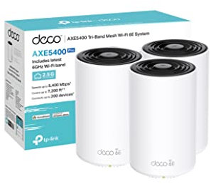 TP-Link Deco XE75 Pro AXE5400 Whole Home Tri-Band Mesh Wi-Fi 6E System, 1× 2.5 Gbps Pack of 3 (Renewed)