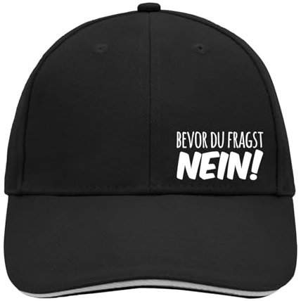 Huuraa Cappy Mütze Bevor du fragst Nein Schriftzug Geschenk Black/Light Grey Bevor du fragst Nein Präsent