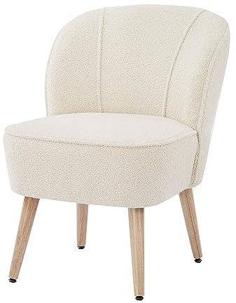 BAÏTA Sessel Tivoli aus beigefarbenem Buclette-Stoff mit Holzsockel