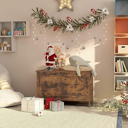 Bench With Storage Chest, Bed End Stool, Hallway, Bedroom, Living Room, Metal, Easy Assembly, Industrial Design, Barn / Vintage Rustic Brown Style Strong and Sturdy Loading Capacity 100kg