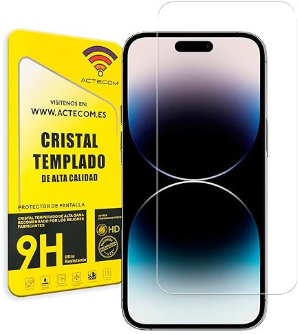 actecom® Protector de pantalla compatible con Iphone 15/15 Pro 6.1 Cristal templado Vidrio Templado Ultra Transparente 9H 2.5D Case Friendly