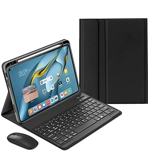 KMXDD Étui avec clavier et souris pour iPad A16 11{^>e<^} génération 2025/iPad 10e génération 2022 (11/11) avec touches de couleur, housse de clavier Bluetooth amovible (noir)
