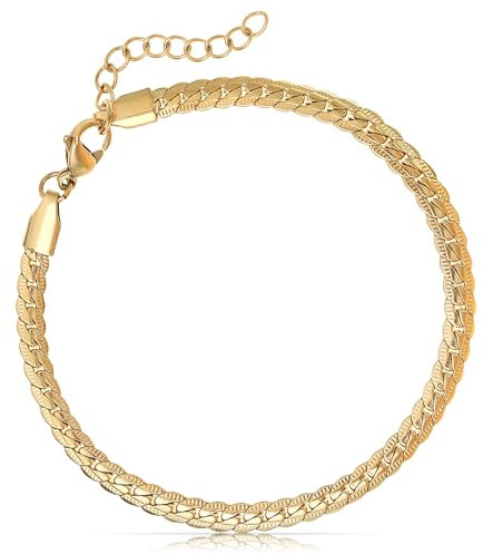 Made by Nami Herren Armband aus Edelstahl Silber/Gold • Minimalistisches Armband Herren • Armbänder für Herren • Silberarmband Männer • Grobe Cuban Link Chain Armkette (Schlangenkette Gold)