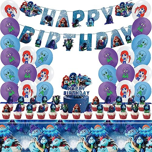 45 Stück Geburtstagsdeko,Kinder Birthday Decorations, Mädchen Geburtstags Deko, Wimpel, Latexballon, Cupcake Topper
