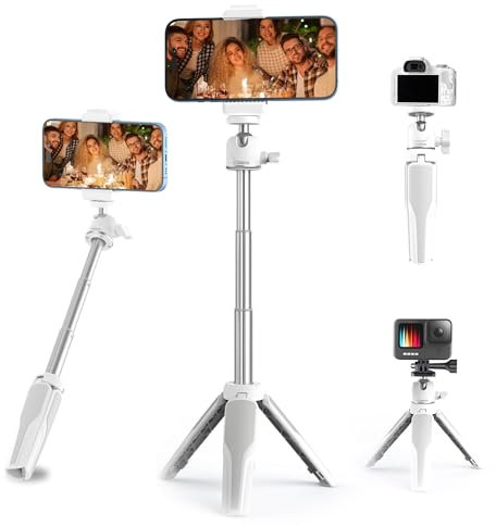 COMAN Trípode para Selfie, Mini trípode Giratorio, para iPhone, Android y Otros Smartphones, Color Blanco