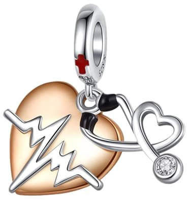 Streetculture Herzschlag Puls Herz Arzt Stethoskop Leben Liebe - Bettelarmband Anhänger Schmuck Dekoration Zubehör 925 Silber Geschenk Sterlingsilber