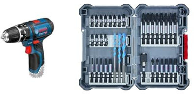 Bosch Professional 12V System Akku Schlagbohrschrauber GSB 12V-15 (ohne Akkus und Ladegerät) + 35-tlgs. Bohrer Bit Set (Pick and Click, Zubehör für Schlagschrauber, mit Bits und Universalhalter)