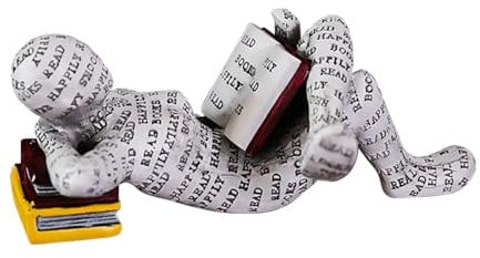 Buachois Lesende Frau Figur, Figur Deko für Regal, Kleine Lesende Frauen Geformte Skulptur Personalisiertes Handbemalte Lesen Bösewicht Desktop Bücher Regal Handwerk Statue (1)