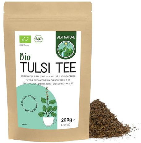 Alpi Nature Organic Tulsi Tea 200g 7.1 oz, Dried and Rubbed Holy Basil, Tulsi Loose Leaf Tea