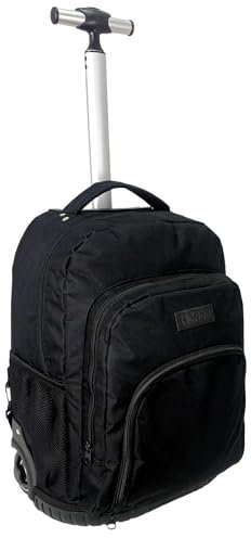 Mochila con ruedas escolar carro para el colegio Niña Niños Grande Bolsas Escolares Trolley Bag Infantil Patineta (Negro)