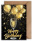WBdesignz Geburtstag Karte mit Umschlag - Sekt Glas Geburtstagskarte Happy Birthday Schwarz Gold Sektglas Goldene Luftballons (DIN A6)