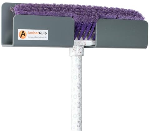 Amberquip Sweeping Brush Wall Holder. Wall Mount Storage for Broom. Ideal Van, Home & Workshop