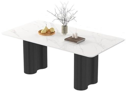 WEIDPHL Rechteckiger Rock Board Esstisch für 4-6 Personen - Luxuriöser, Leichter, Moderner Tisch für Zuhause, Patterned, Large