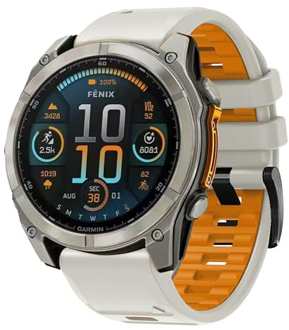 CZhkg Silikon Armbänd für Garmin Fenix 8 51mm/Enduro 3 Strap, Wristband Sportbänder Uhrenarmband Ersatzarmbänd Schnellspanner Einstellbar Bands für Garmin Enduro 3/Fenix 8 51mm (Beige Orange)