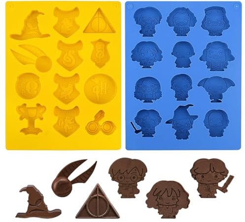 LUHOCIY 2 Stück Harry Schokoladen Silikonform Magisches Thema, silikonform pralinen, Silikonform Weihnachten, Wiederverwendbar, Leicht zu Entformen, für Kuchen Dekoration, Süßigkeiten, Schokolade