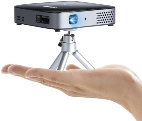 Mini Proiettore Ricaricabile, DLP Proiettore 4K A Focale Ultra Corta Con Supporto, Proiettore Portatile WiFi Bluetooth 5.2, Correzione Trapezoidale Automatica Proiettore ompatibile Con Android/iOS