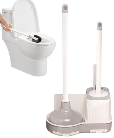 Toilet Brush and Plunger Set - Bathroom Toilet Brush Set with Holder for Bowl Cleaning | Toilet Brush Plunger Combo, Toilet Scrubber and Plunger Combo for Bathroom