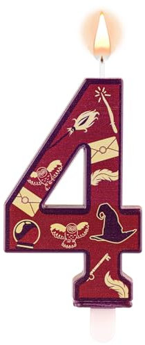 Geburtstagskerzen mit Zaubererthema, Magische Zahlenkerze Zaubererhut Zauberstab Eule Geburtstagszahlenkerze mit Filmthema Zaubererkuchentopper für Kinderpartys mit Zaubererthema (Nummer 4)