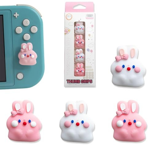 Copri Analogici per Nintendo Switch/OLED Joycon,Cover Levette Analogiche Joystick Thumb Grip cap in Silicone per Nintendo Switch Lite (stile coniglio)