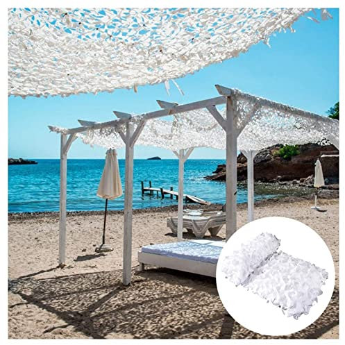 Tenda ombreggiante mimetica per giardino, decorazione per esterni, a tema militare, per feste, patio, pergola, pergola, bianco, 5 x 10 m