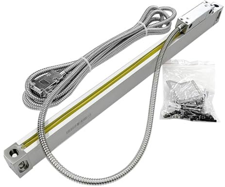 DIKAMAN Linearencoder-Kit, 0,005 mm lineare Skalen, Gitterlineal, 5um Sensor-Encoder TTL 100mm-400mm for Drehmaschinen-Fräswerkzeuge für Fräsmaschine(350mm travel)
