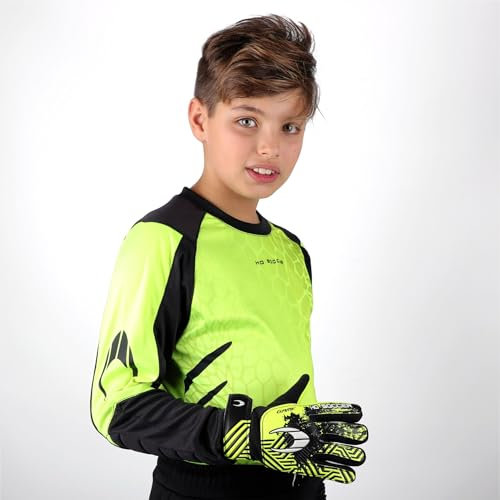 HO Soccer Conjunto de Portero Kid Keeper Set Deep-Sea Lime, Camiseta de Manga Larga con Acolchado y Pantalón Largo con Acolchado, Poliéster, Unisex niños, Lima/Negro, 12