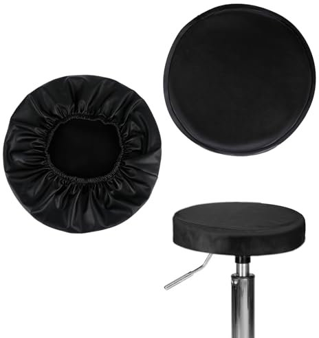 Sorcristy 2 Stück Rund Drehstuhl Hockerbezug, Wasserdichtes Leder Runder Hockerkissenbezug, Durchmesser 34 cm, Abnehmbar Und Maschinenwaschbar Hockerbezug Für Esszimmerstühle Barhocker