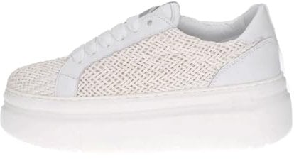 GIO+ Luftschuhe für Damen, geflochten, Raffia und Leder, Weiß, ARIA50A, Weiß, 36 EU