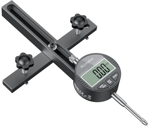 Table Saw Alignment Tool with Digital Dial Indicator 0.01mm Precision Gauge | Blade, fence and arbor calibration tool with 19mm mitre slot fit and 18cm extension rod for woodworking setup