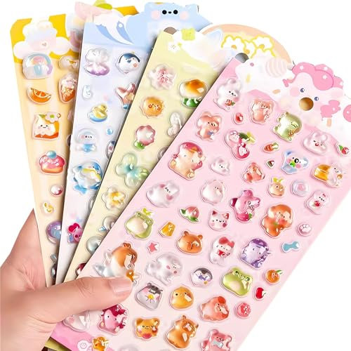 Tier Sticker für Kinder, 3D Tier Sticker Kinder, 3D-Puffy-Aufkleber, Geschwollen Stickers Niedliche Verschiedene Set, für Jungen Mädchen Belohnungssticker Kindergeburtstag Gastgeschenke Mitgebsel