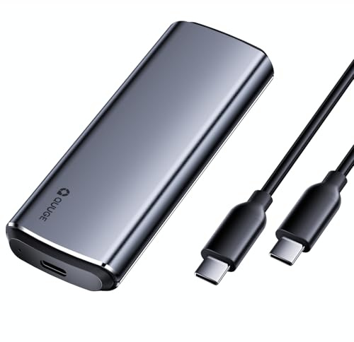 QUUGE NVMe M.2 USB 3.2 SSD Gehäuse, USB-C Adapter USB 3.2 Gen 2 10 Gbps, Festplattengehäuse Aluminiumlegierung für PCIe M-Key/M+ B-Key SSDs (2230/2242/2260/2280), werkzeuglos, inkl. USB CC Kabel