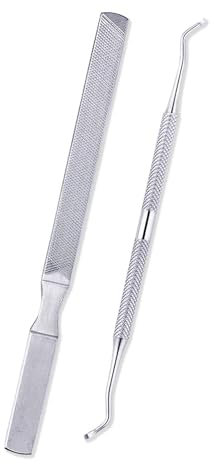 2PCS Toe Nail Files for Fungal Thick Nails,Long Steel Nail File for Onychomycosis, Fungal & Ingrown Nails – Dual-Ended Toenail Lifter,Nail Tools for Men & Women's (Silver, Count, 1, 80/80 Grit)