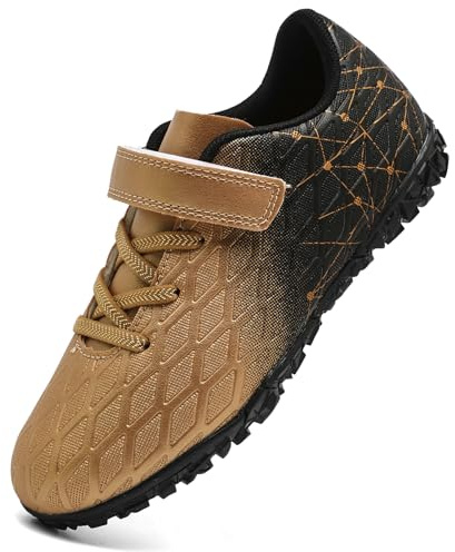 PiDaGlobal Chaussures de Football Garçon Fille Chaussures de Futsal Professionnelles avec Crampons Adolescents Antidérapants pour l'entraînement Enfant Chaussures de Sport 36EU Or
