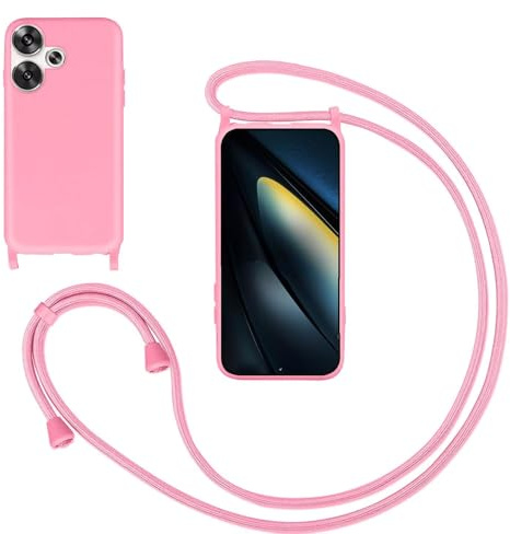 GoodcAcy Funda con Cuerda para iPhone 17,Carcasa Silicona Líquida Correa Colgante Ajustable Collar Correa de Cuello Cadena Cordón Case para iPhone 17,Rosa