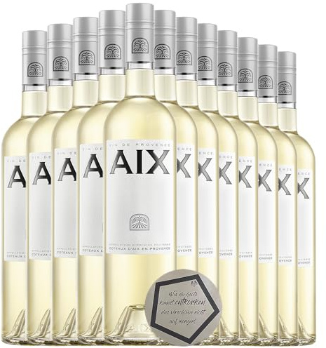 12 Flaschen Maison Saint Aix AIX White 2024 – AOP Coteaux d’Aix-en-Provence – 0,75 l – inkl. LOVEVINO Silver Button Sticker