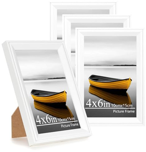Baoee 10x15cm Weiß Bilderrahmen,4er Set,Wand-oder Tischaufsteller