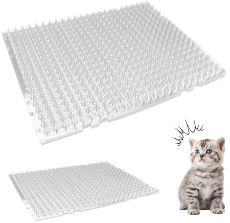 12 Stück Dornengitter Gegen Katzen, 42 × 34 cm Katzenabwehrmatte mit Spikes, Katzenabwehr Garten, Anti Katzen Matte, Dornengitter für den Außenbereich, Garten, Pflanzen, Sofa und Balkonsims