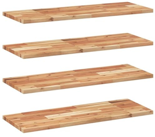 vidaXL Floating Shelves - Set of 4, 100x30x2cm, Oil-Finished Solid Acacia Wood for Living Room, Bedroom, Kitchen