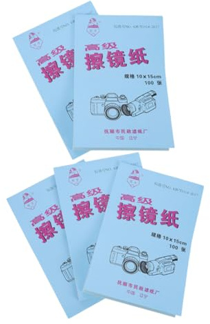 Mikinona Lens Cleaning Tissue Paper 5 Books, Camera Lens Wipes and Eyeglass Cleaner Wipes for Electronic Screens, Dust-free 10x15cm 100 Sheets Per Book, Suitable for Glasses and Phone Maintenance