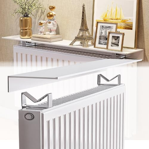 Tablette radiateur sans perçage, étagère radiateur installation facile, tablette alu thermorésistant, anti-fumée et anti-poussière chambre, salon, bureau, couloir(55 cm)