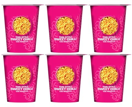 Thai Style Sweet Chilli Egg Noodle Pot, Vegetarian, 78g,Pack Of 6