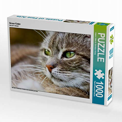CALVENDO Puzzle Graue Katze | 1000 Teile Lege-Größe 64 x 48 cm Foto-Puzzle für glückliche Stunden