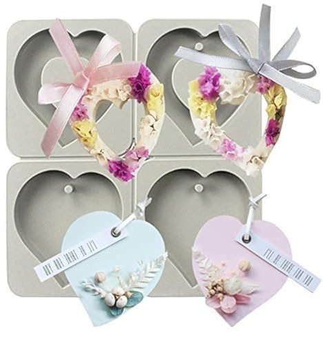 Musykrafties 4-Cavity Candy Silicone Stampo con Foro per Cioccolato, Sapone Realizzazione Candele, Resina Epossidica Casting, Gioielli Hobby Progetti - CUORE