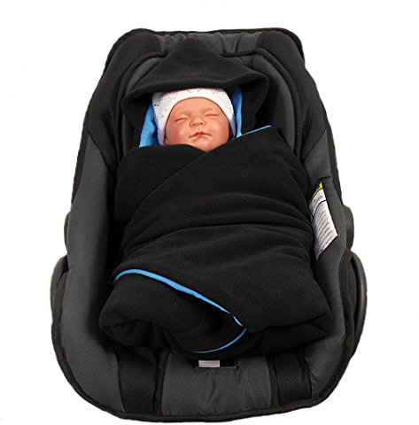 HOBEA-Germany Fußsack Einschlagdecke für die Babyschale Babyschalenfußsack Winter, Farben Winterdecken:schwarz türkis