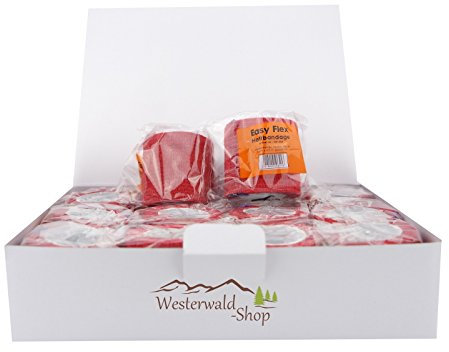 Westerwald-Shop 12 x Haftbandage Bandagen Selbshaftende Bandage Klettbandage (5cm breit (12 Stück), rot)
