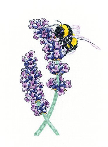 Heritage Crafts Peter Underhill Cross Stitch Kit - Lavender Bee (Aida)