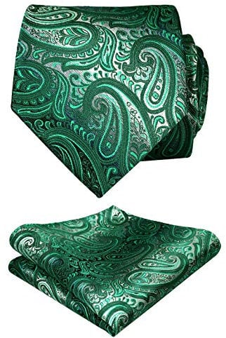 Alizeal, Krawatte mit Einstecktuch, Gradient Paisleymuster, UK143-Dark Green, Grün, UK143-Dark Green