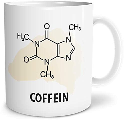 OWLBOOK® Coffein Tasse mit Spruch für Kaffe Liebhaber Geschenke Geschenkideen für Liebhaber zum Geburtstag Keramik 300 ml